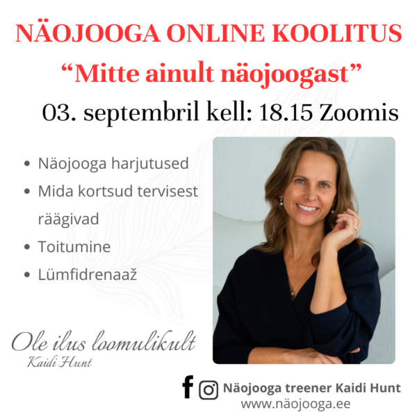 Näojooga, näojooga harjutused, näojooga harjutuste kaardid, näomassaaž, näomassaaži koolitus, ilukoolitused, botoxialternatiiv, näojooga treener, ilukoolitused, näolihaste treening, ilus nägu, näojooga treener kaidi hunt, näojooga koolitaja, näojooga koolitus